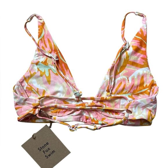 STONE FOX SWIM Daya Bikini Top - Hot Tropix Print M - Picture 3 of 5